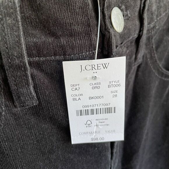 J.CREW Corduroy Pants Women 28 Full-Length Straight NEW Black Stretch BT006 - Picture 11 of 14